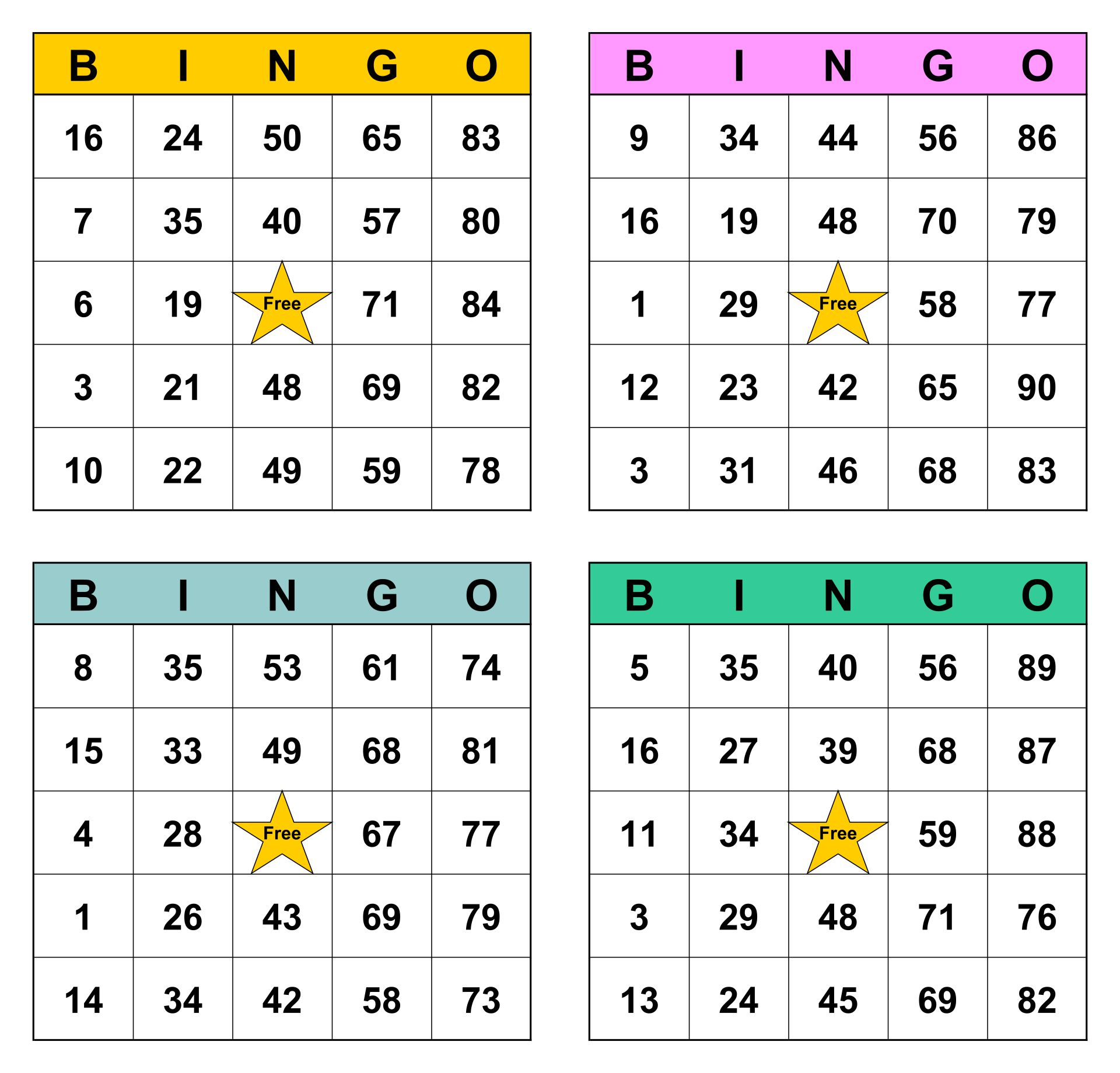 Free Printable Number Bingo Cards