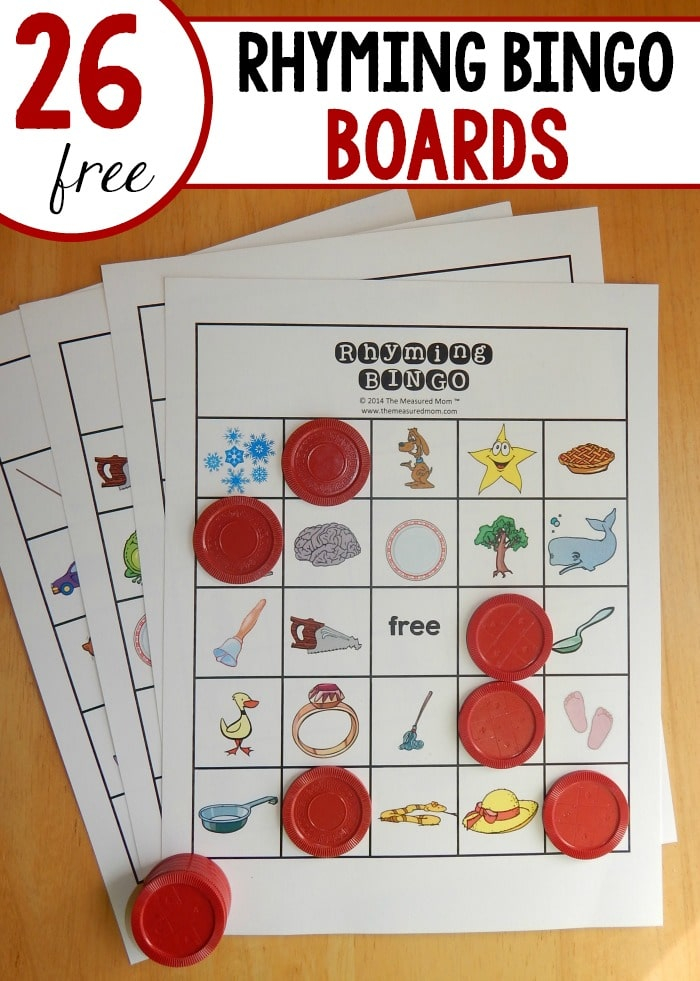 Free Rhyming Game A Classroom Set Of Rhyming Bingo The Measured Mom