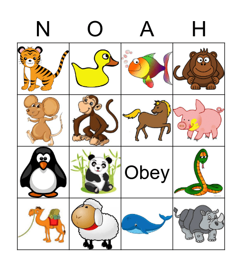 Noah s Ark Bingo Card