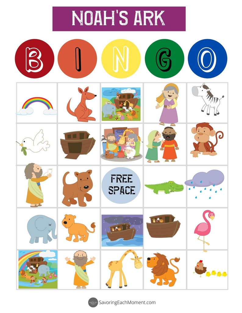 Noah s Ark Flood Bible Bingo Printable Game Etsy India