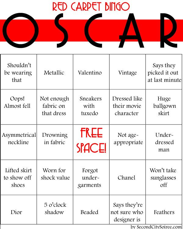 Oscars Red Carpet Bingo Oscars Party Ideas Oscar Party Oscar 