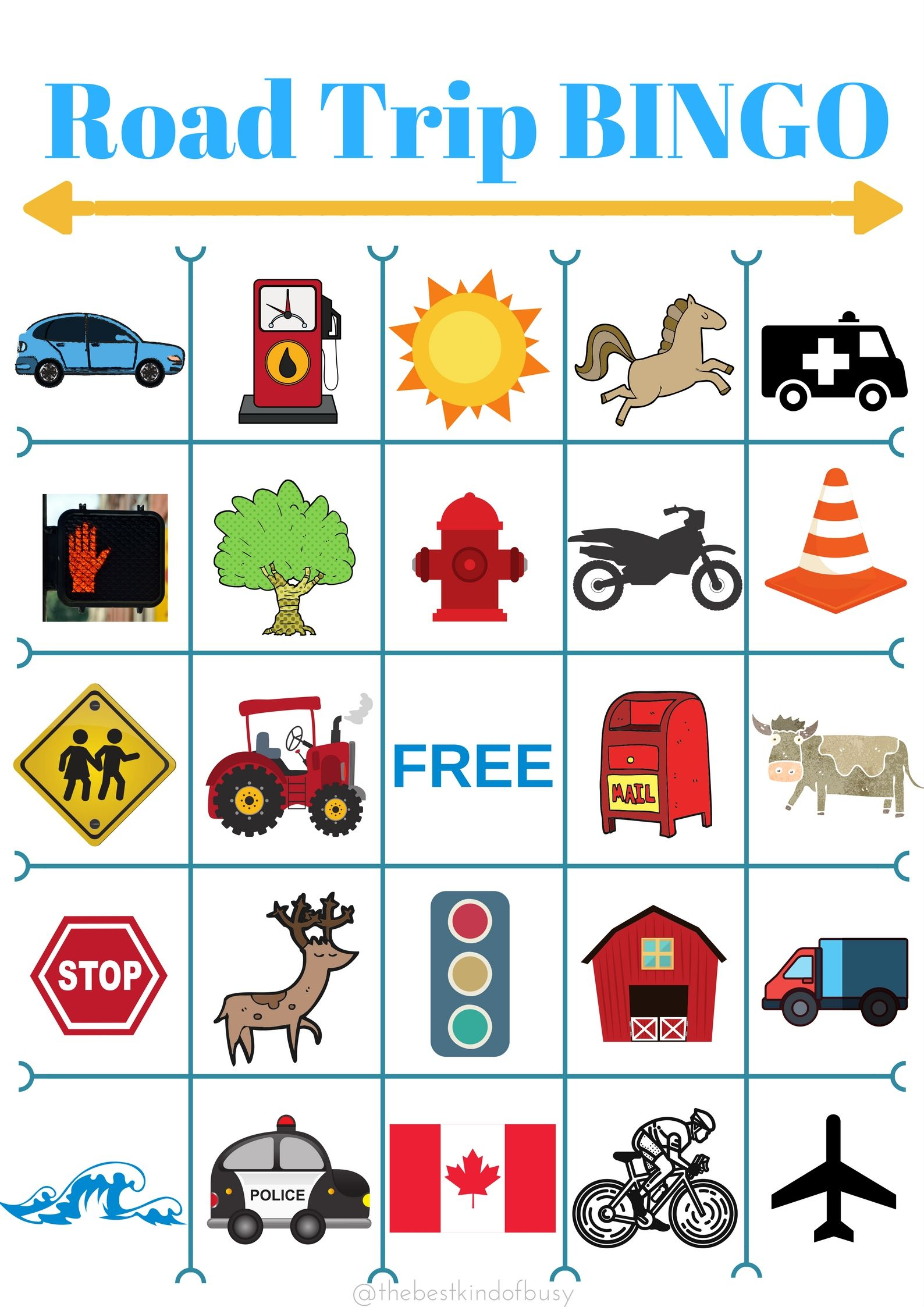 Printable Road Trip Bingo