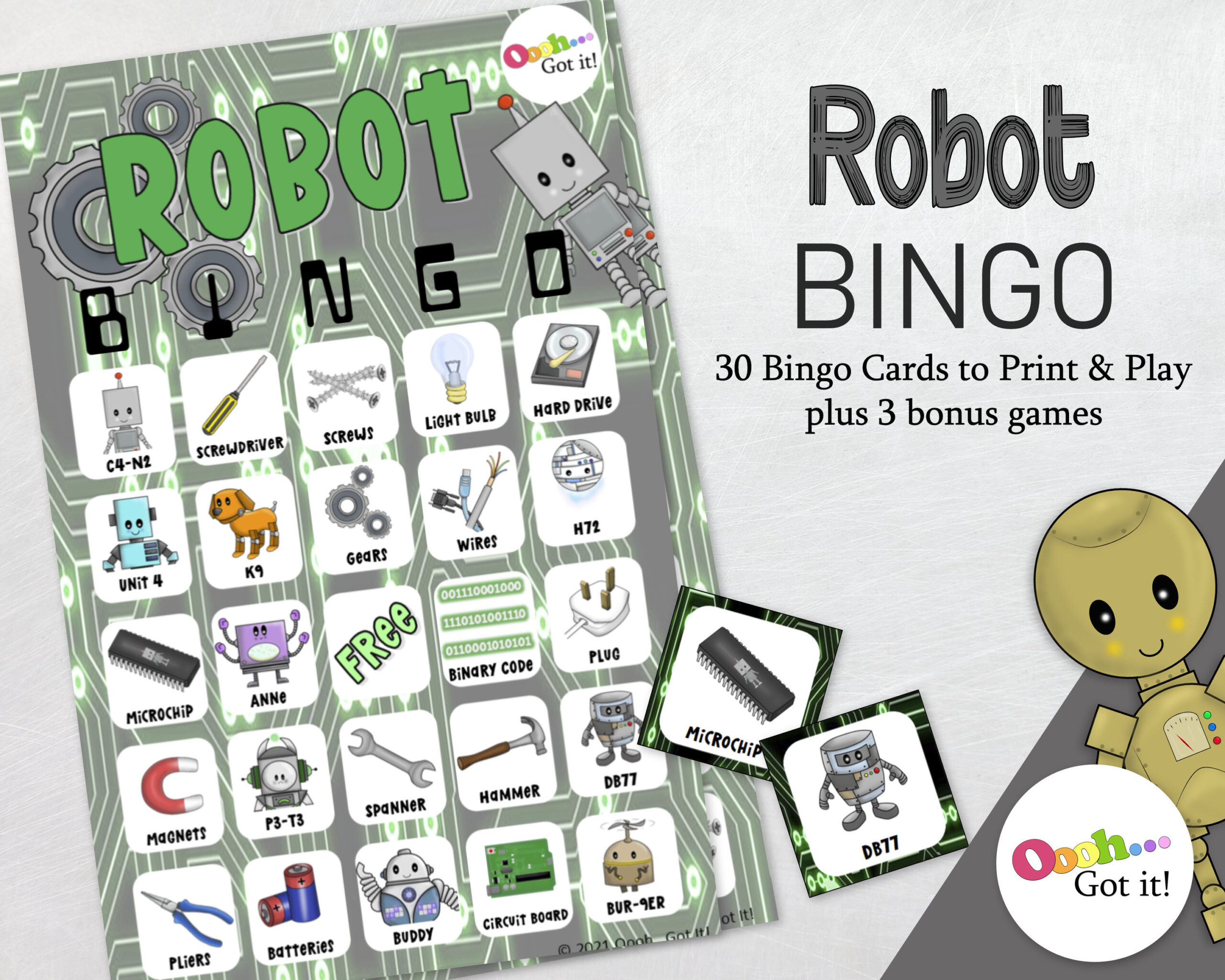 Robot Bingo Cards A Printable Boys Birthday Party Game A Etsy Schweiz