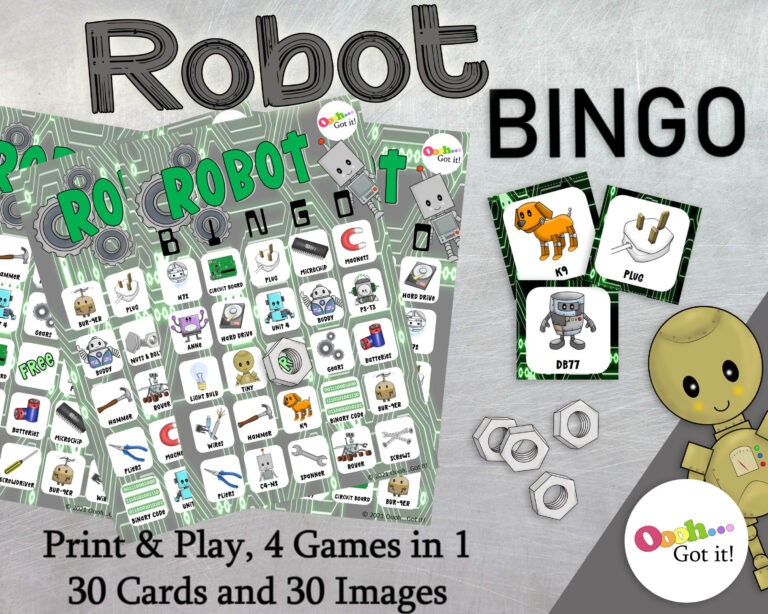 Robot Bingo Cards A Printable Boys Birthday Party Game A Etsy UK